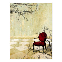 Petite chaise royale avec des branches carte postale