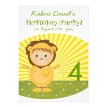 Petite fête d'anniversaire de garçon de lion carton d'invitation