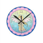 Petite horloge murale mignonne de filles d'ange