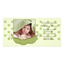 Petite naissance douce Annoucement de bébé de pois Carte Avec Photo