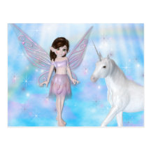 Petites conceptions de la fée w/Unicorn Cartes Postales