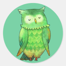 Petits autocollants de hibou vert