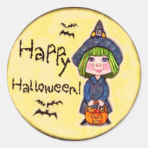Petits autocollants de sorcière de Halloween
