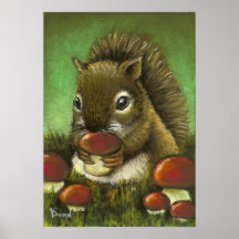 Petits écureuil et champignons posters