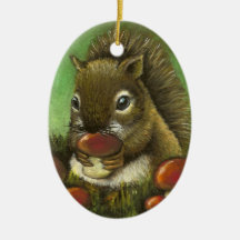 Petits écureuil et champignons décoration de noël