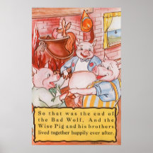 Petits porcs du conte de fées trois vintages et le posters