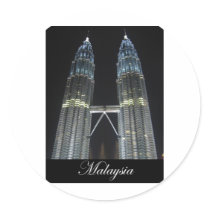 Petronas Towers at Night Round Sticker