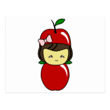 Peu de fille de Kawaii Apple Carte Postale