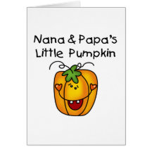 Peu de T-shirts de citrouille de Nana et du papa Carte De Vœux