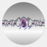 Pewter and Purple Jewel Envelope Seals Round Sticker