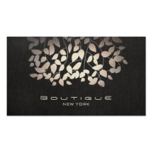 Pewter Foil and Faux Black Linen Look Boutique Business Card Template