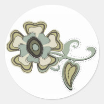Pewter & Sand Flower Round Stickers