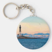 Phare au coucher du soleil porte-clef