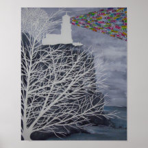 Phare fendu de roche posters