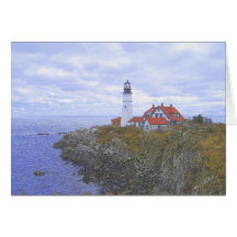 Phare principal de Portland, Maine, art Carte De Vœux