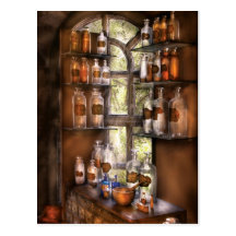Pharmacien - divers breuvages magiques carte postale