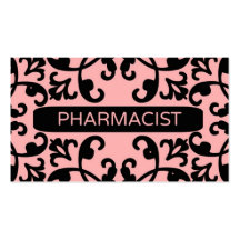 Pharmacist Peach Damask Business Card