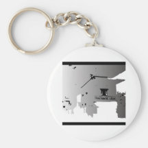 PHARMACY ABROAD BLACK AND WHITE ILLUSTRATION KEYCHAIN