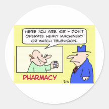 pharmacy heavy machinery watch television round sticker
