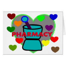 "PHARMACY"  Multi Colour Hearts Greeting Cards