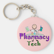 Pharmacy Tech Stick People Design Gifts Keychain
