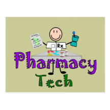 Pharmacy Tech Stick People Design Gifts Post Card