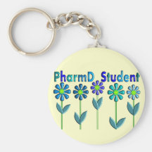 PharmD Student BLUE FLOWERS Key Chains