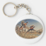 Pheasants Aloft - Great Hunting on the farm Key Chain