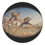 Pheasants Aloft - Great Hunting on the farm Round Sticker