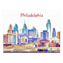 Philadelphia Colour Sketch Postcard