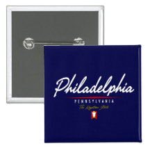 Philadelphia Script Pinback Button
