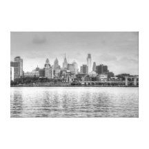 Philadelphia skyline in black and white canvas prints