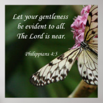 Philippians 4:5 Butterfly Flowers Print