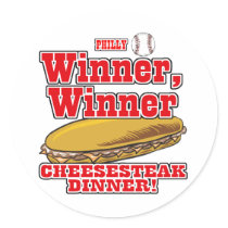 Philly Baseball Winner Winner Cheesesteak Dinner Round Stickers