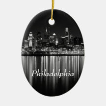 Philly night b/w ornament