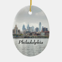 Philly skyline 2 christmas tree ornament