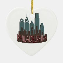 Philly Skyline newwave chocolate Christmas Tree Ornaments