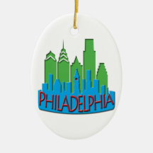 Philly Skyline newwave primary Ornaments