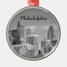Philly skyscrapers black and white christmas ornaments