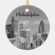 Philly skyscrapers black and white ornaments