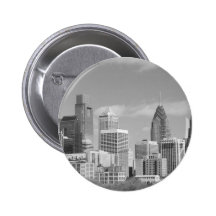 Philly skyscrapers black and white pinback button