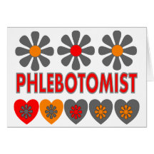 Phlebotomist RETRO Flowers T-Shirt Cards