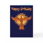 Phoenix fire bird cool happy birthday card design