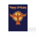 Phoenix fire bird cool happy birthday card design