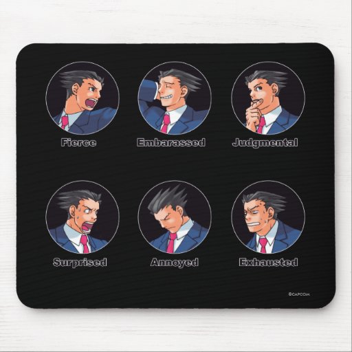 Phoenix Wright Emoticons Mouse Pad