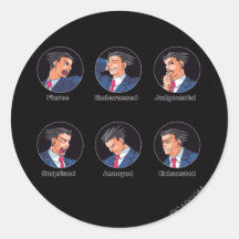 Phoenix Wright Emoticons Round Sticker