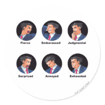 Phoenix Wright Emoticons Round Sticker
