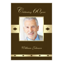 Photo 60th Birthday Party Invitation - Brown