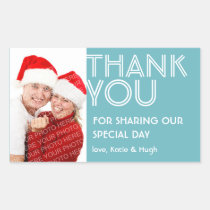 Photo big blue thank you out of town wedding label stickers