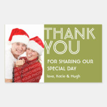Photo big green thank you out of town wedding tag stickers